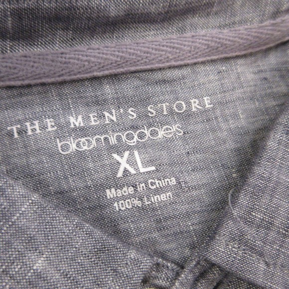 Bloomingdales Mens 100% Linen Button Down Shirt size XL Long Sleeve‎ Blue - Picture 2 of 7